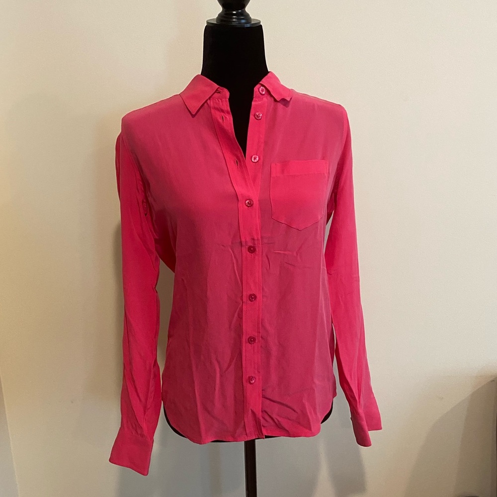 Equipment 100% Silk Pink Long Sleeve Shirt size XS